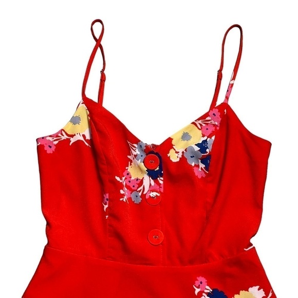 Modcloth Living Lightheartedly Red Floral Mini Dress 00 - Picture 4 of 11
